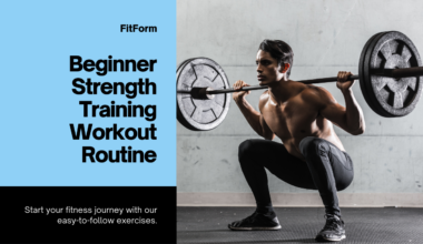 A man performing barbell back squats as part of a beginner strength training exercise routine.