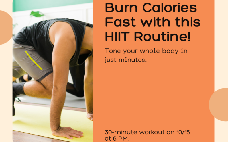 A man doing mountain climbing during a quick, high-intensity interval training workout at home.